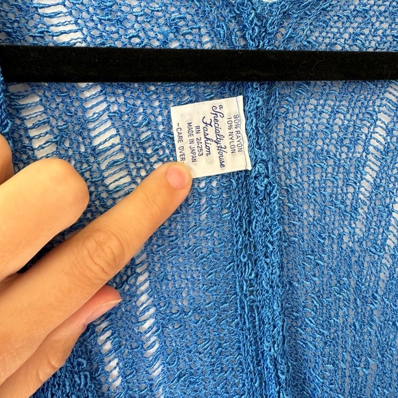 Vintage Japanese textured knit blue funky boho shrug - Picture 4 of 10